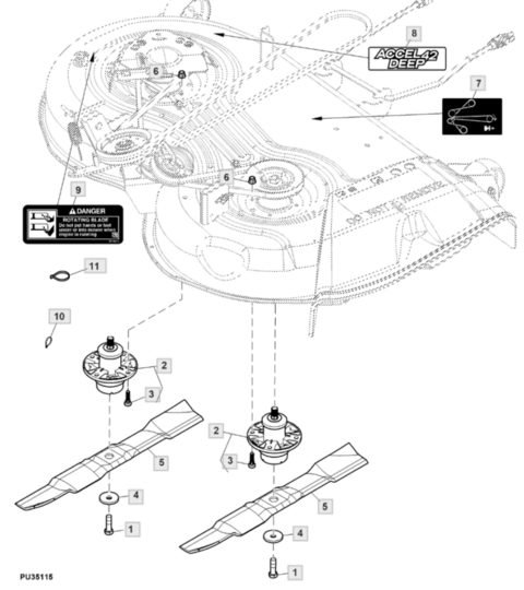 John Deere X350 – Mower Deck 42a | Lawn & turfcare machinery parts