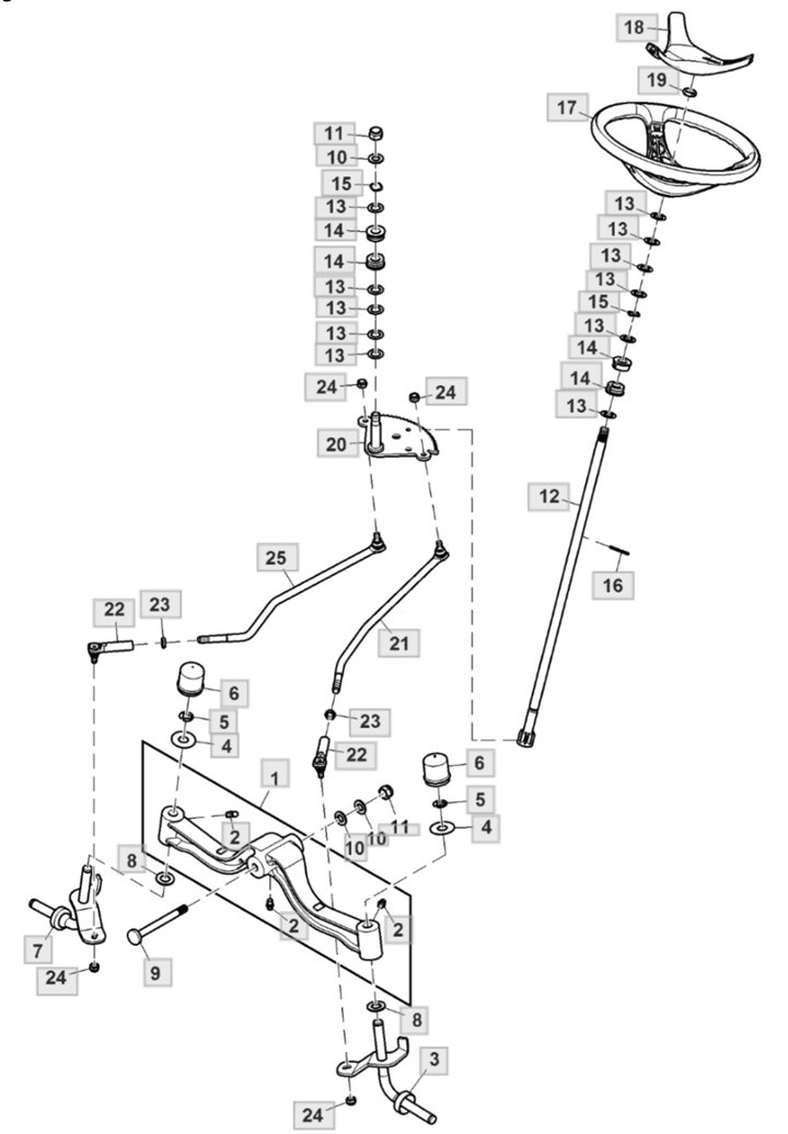 John Deere X350R - Steering System, Front Axle