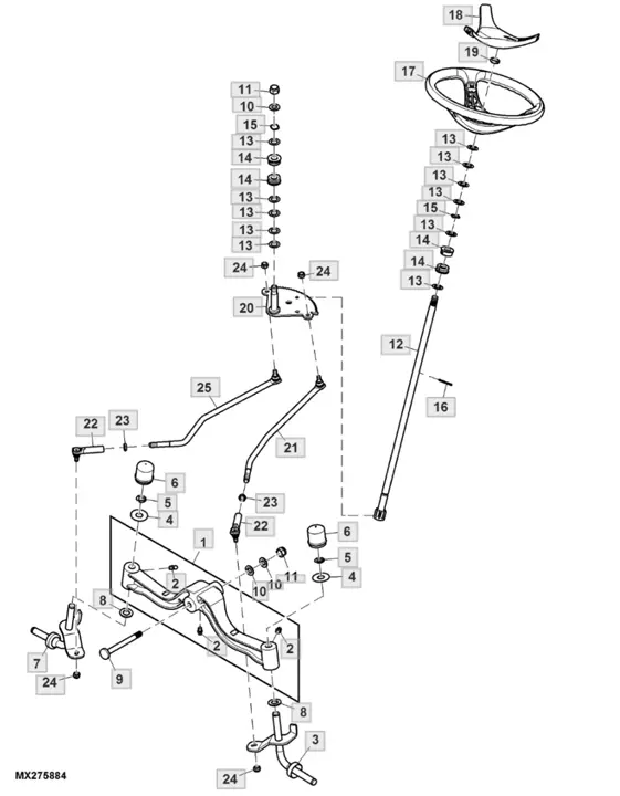 John Deere X350 - Steering System, Front Axle