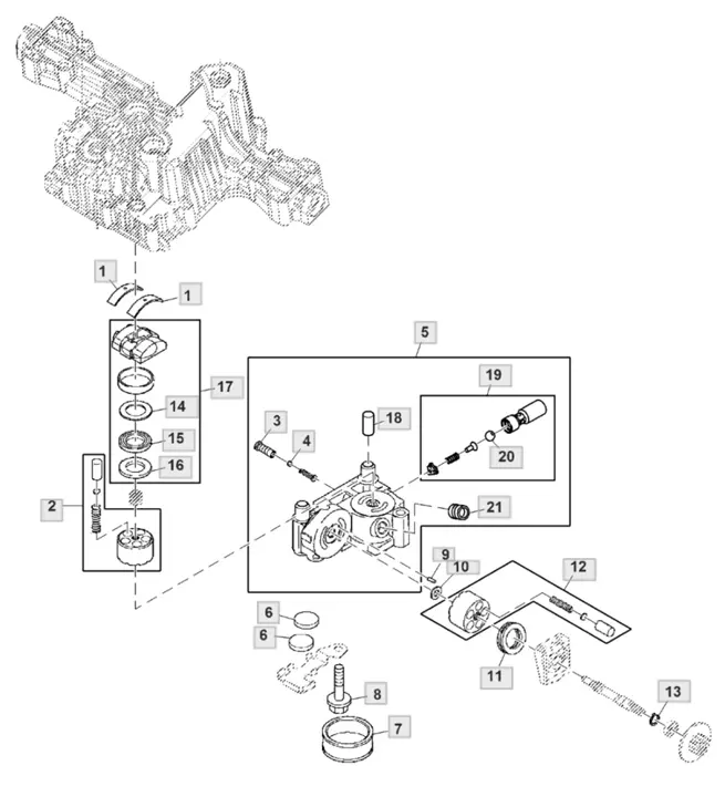 John Deere X350 – Transaxle Center Case, Motor Shaft John Deere X350 - Transaxle Center Case, Motor Shaft