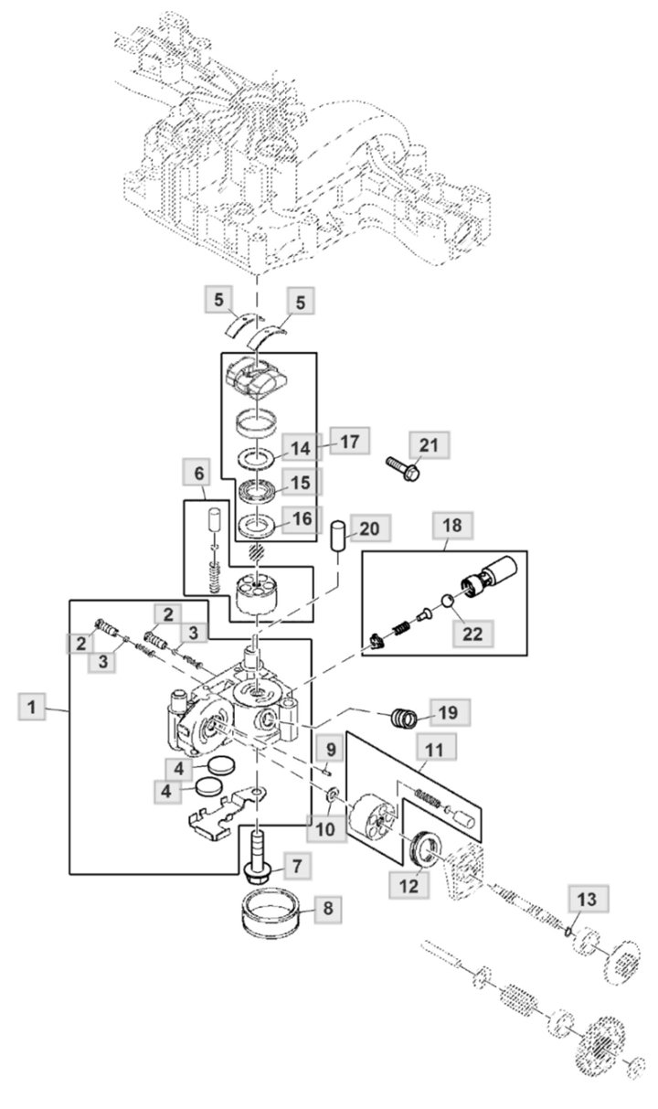John Deere X350R - Transaxle Center Case, Motor Shaft