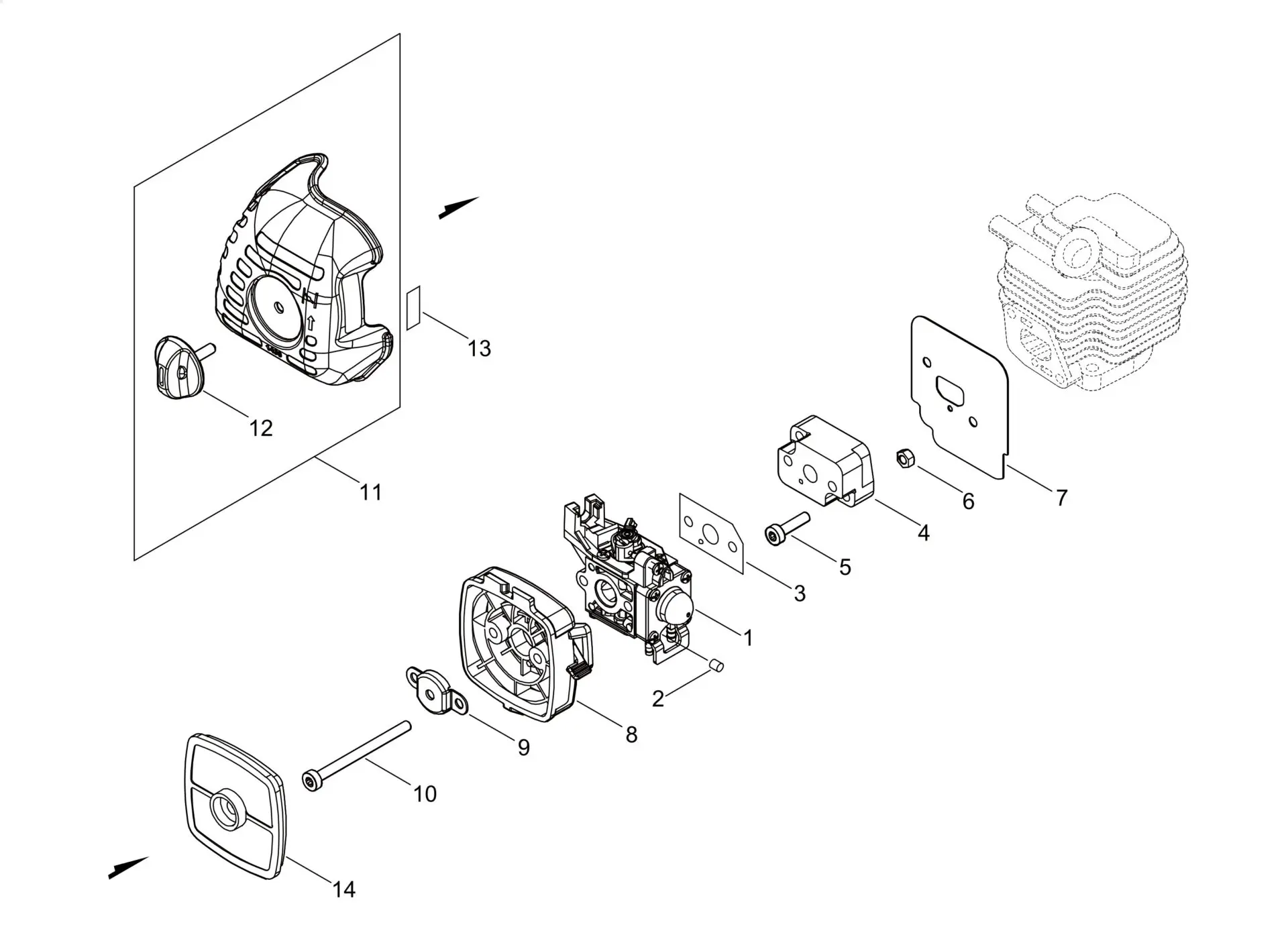 Echo SRM237TESU (38000001 to 38999999) - Air Cleaner, Carburetor