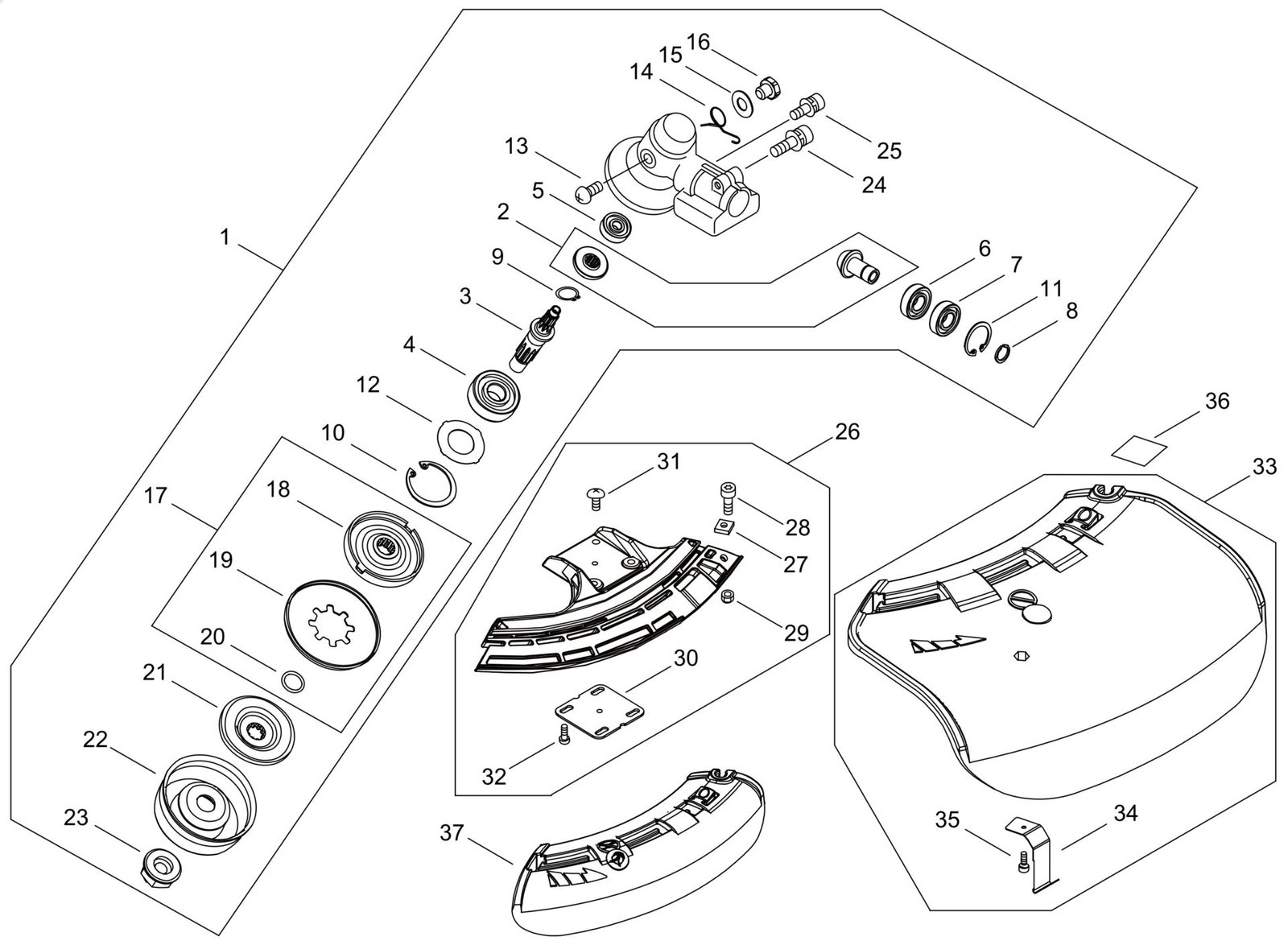 12111 Echo SRM237TESU (38000001 to 38999999) - Gear Case, Shield