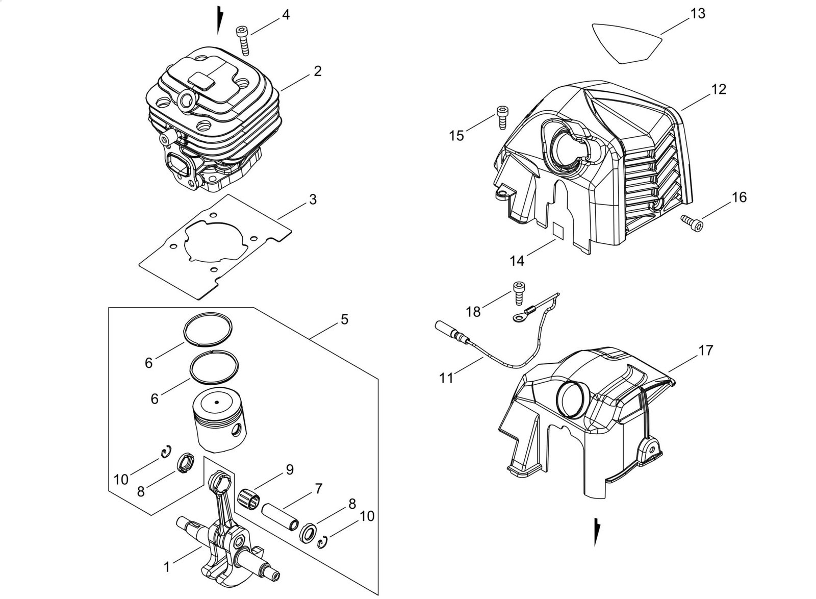 Echo SRM3021TESU (38000001 to 38999999) - Cylinder, Piston, Crankshaft