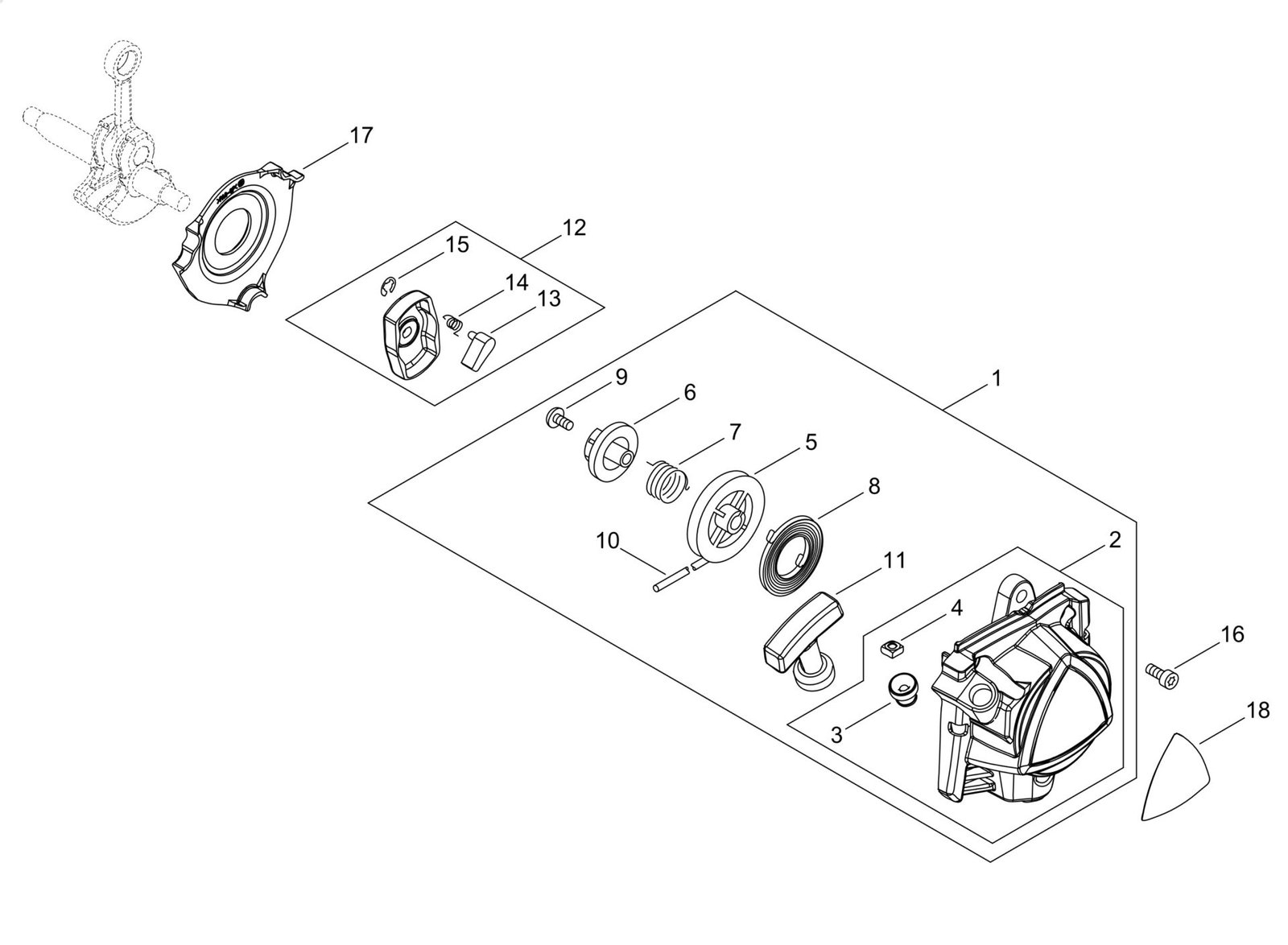 Echo SRM3021TESU (38000001 to 38999999) - Recoil Strater, Pully