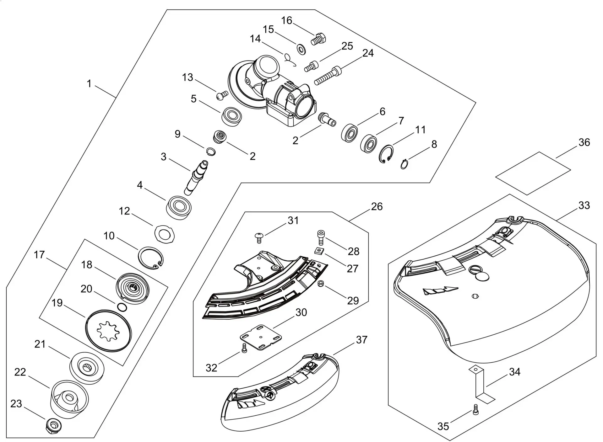 12195 Echo SRM3611TU (38000001 to 38999999) - Gear Case, Shield