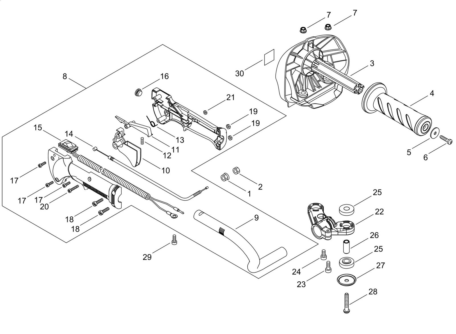 Echo HCS2810ES (38000001 to 38999999) - Main Pipe, Handle