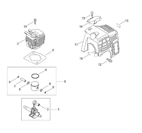 Echo SRM222ESL (38000001 to 38007977) - Cylinder, Piston, Crankshaft