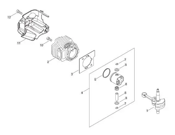 Echo HCR165ES (38000001 to 38999999) - Cylinder, Piston, Crankshaft