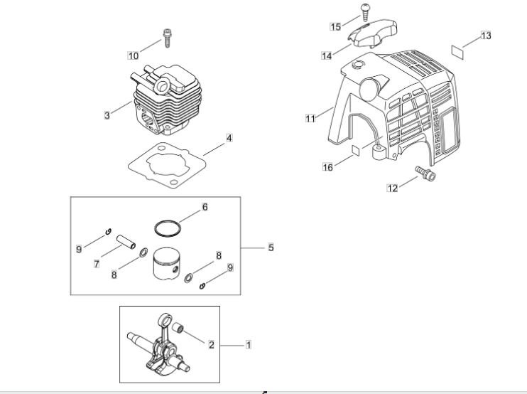 Capture Echo SRM222ESU (38000001-38999999) - Cylinder, Piston, Crankshaft