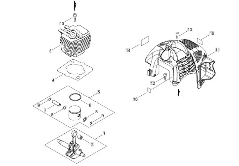Capture Echo SRM237TESU (38000001-38999999) - Cylinder, Piston, Crankshaft