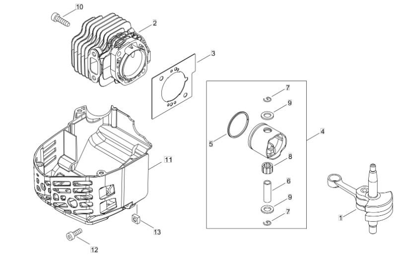 Echo HC2020 (38000001 to 38999999) - Cylinder, Piston, Crankshaft