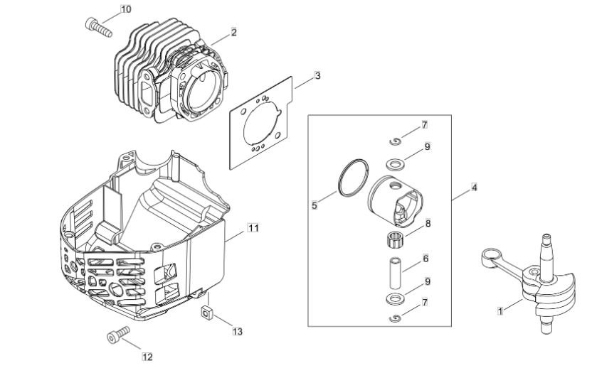 Echo HC2020R (38000001 to 38999999) - Cylinder, Piston, Crankshaft