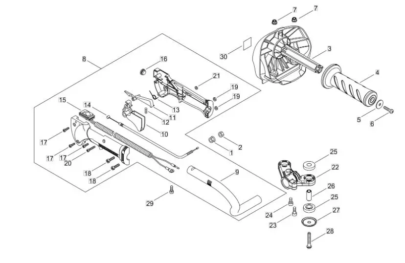 Echo HCS3810ES (38999991 to 389999999) - Main Pipe, Handle