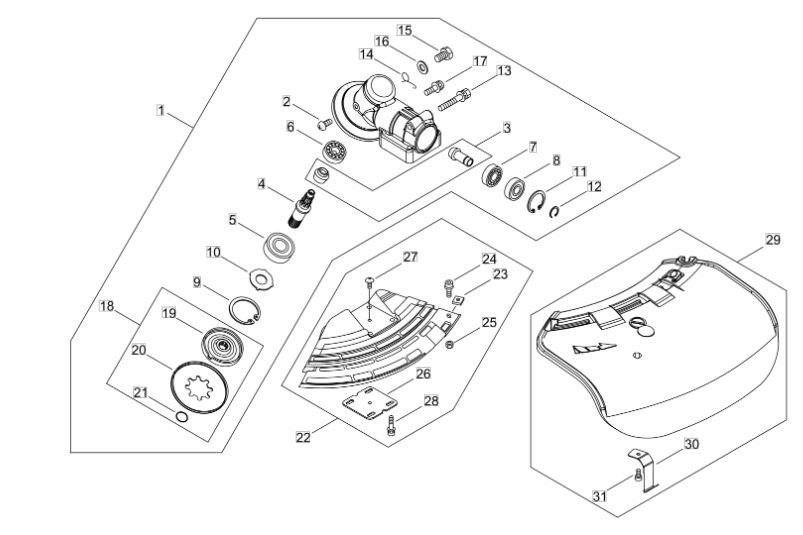 Echo SRM222ESL (38000001 to 38007977) - Gear Case, Shield