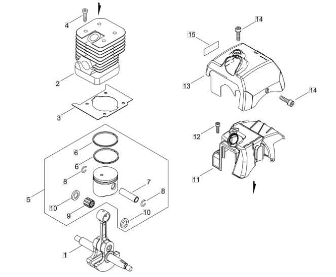 Echo SRM520ESU - Cylinder, Piston, Crankshaft