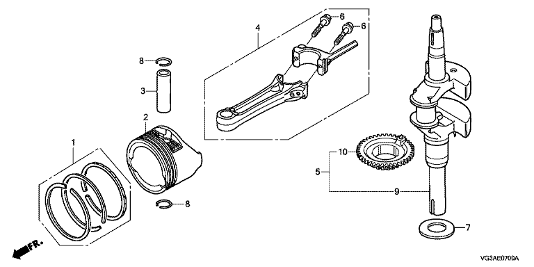 VG3AE0700A Honda HRS536C5VKEH - Crankshaft, Piston