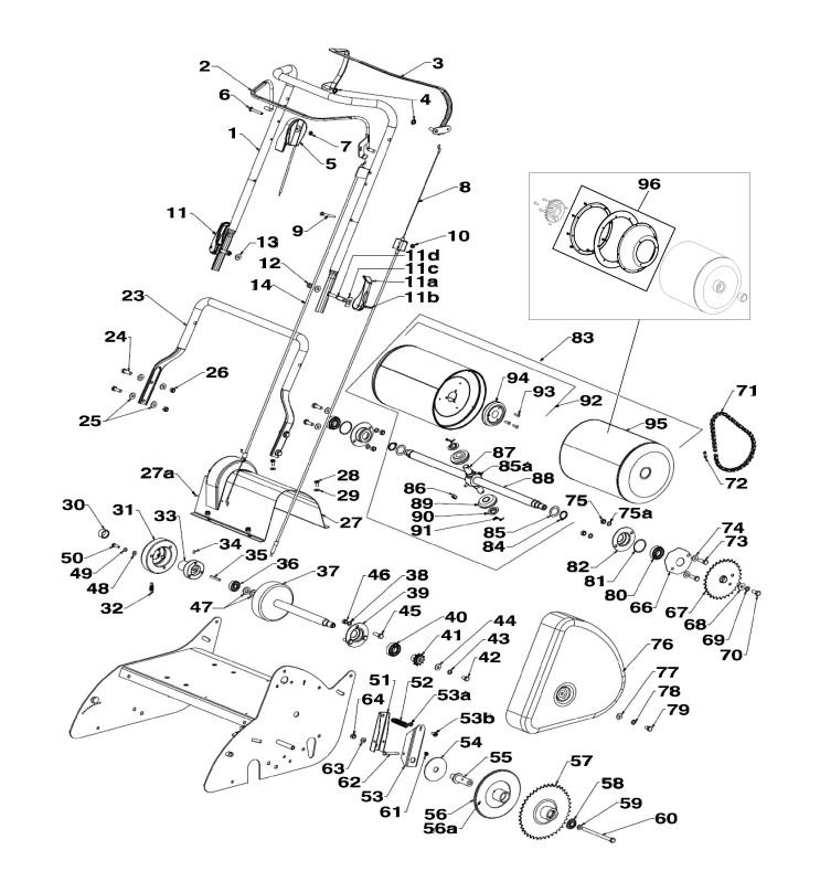 Atco Clipper 20 ATP20012 - OPC, Clutch, Control, Cables, Rear Roller