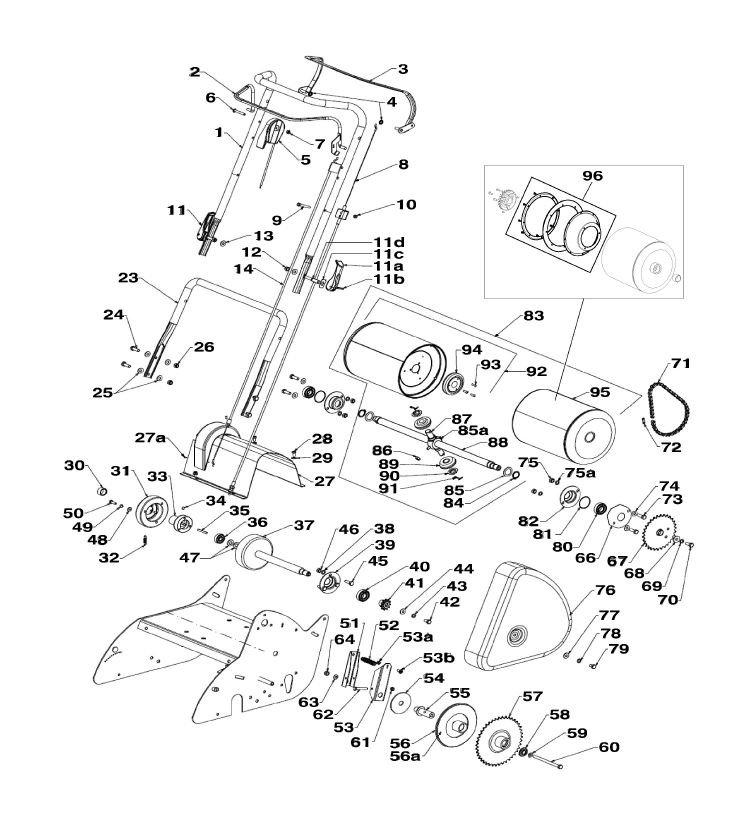 Atco Clipper 16 ATP16012 - OPC, Clutch, Control, Cables, Rear Roller