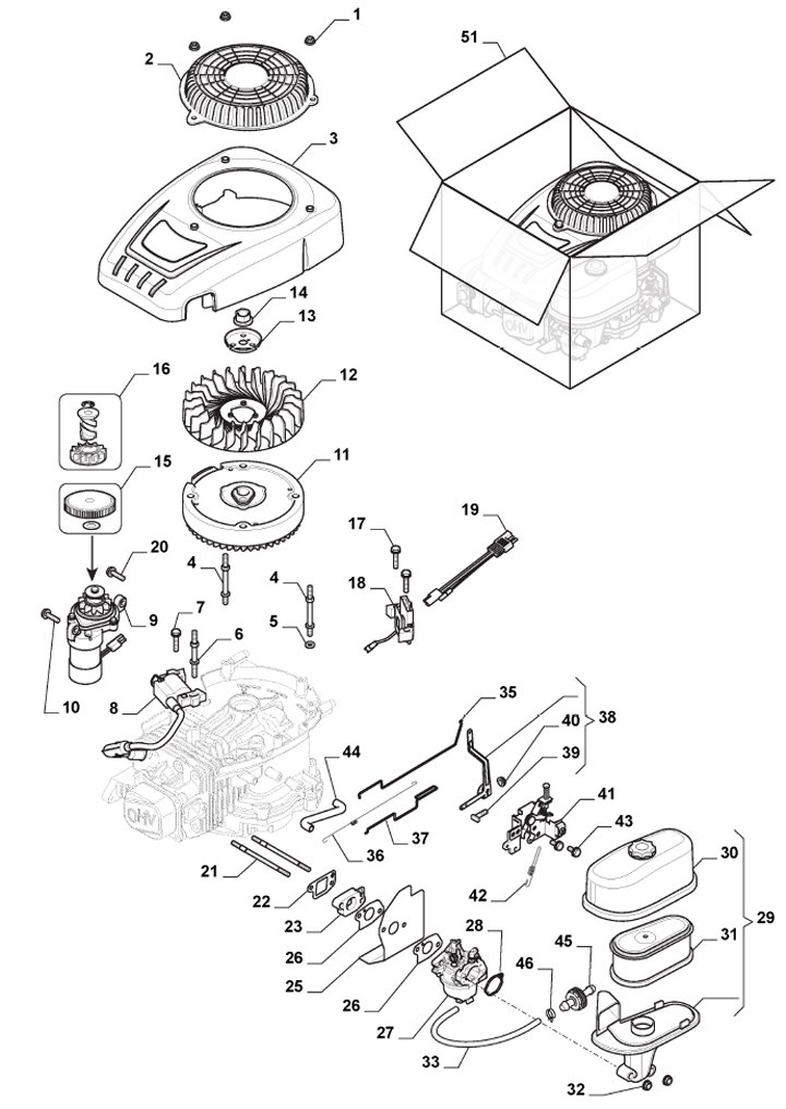 Mountfield MTF66MQ 2T0050483/CAS - Carburetor, Air Cleaner Assy