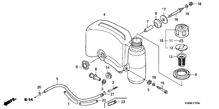 VG09E1700A Honda HRH536K4QXEH - Fuel Tank