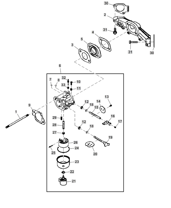 John Deere X354 - Carburetor, Intake Manifold (110001-)