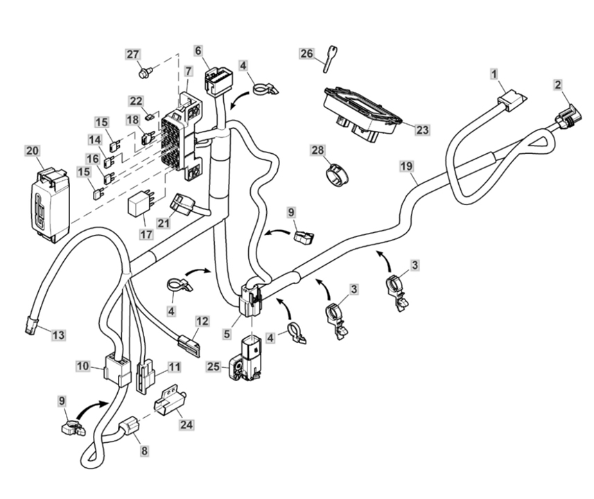 John Deere X354 - Chassis Wiring Harness (-110000)