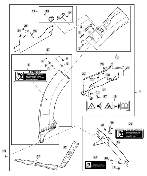 John Deere X354 - Chute Kit 42A