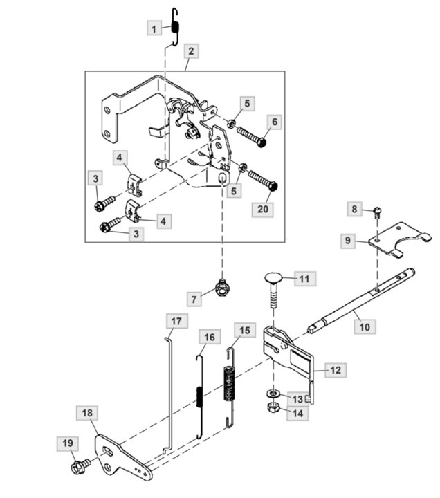 John Deere X354 - Control Panel, Governor Linkage (110001-)