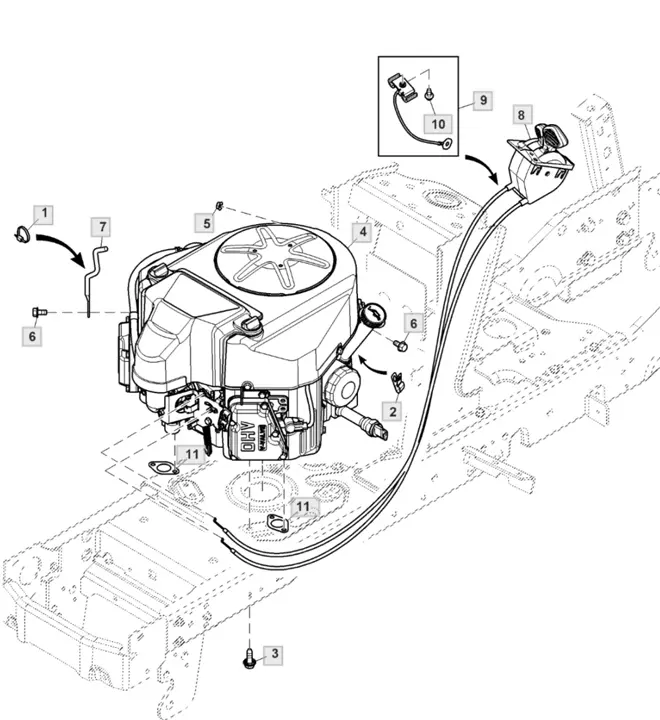 John Deere X354 - Engine Throttle