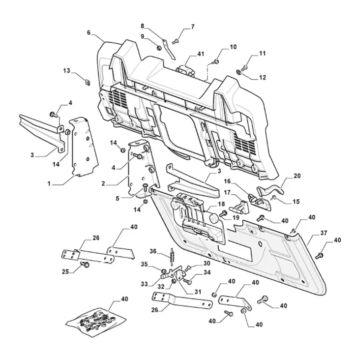 Mountfield MTF98H 2T2610403CAS - Frame, Rear Plate