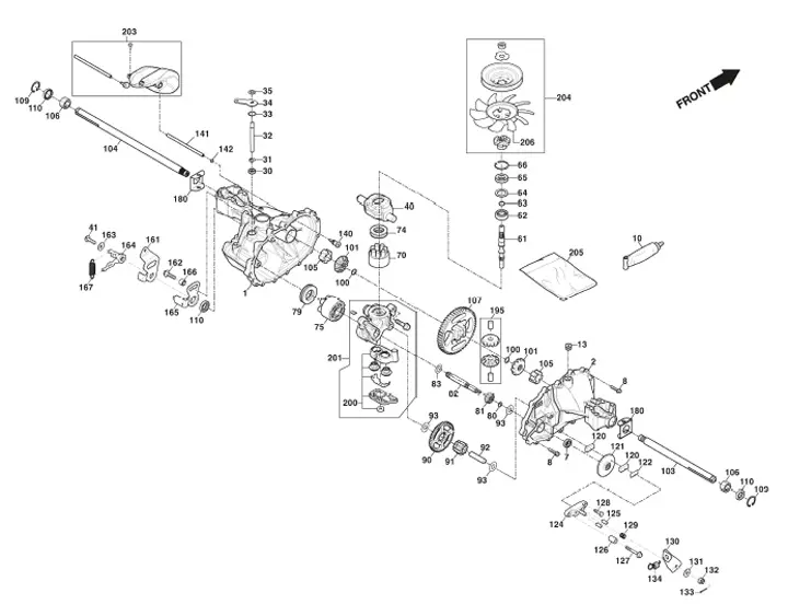 Mountfield MTF108-SD 2T1210403CAS - Transmission Unit, Hydro-Gear T2ADBF2X3C17X1