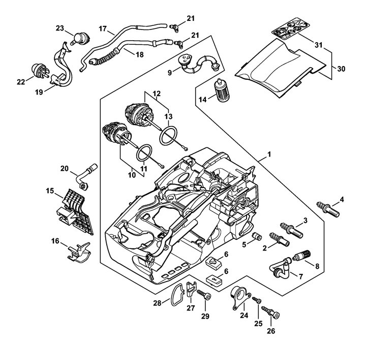 MS 194 T Stihl MS194T - Motor Housing