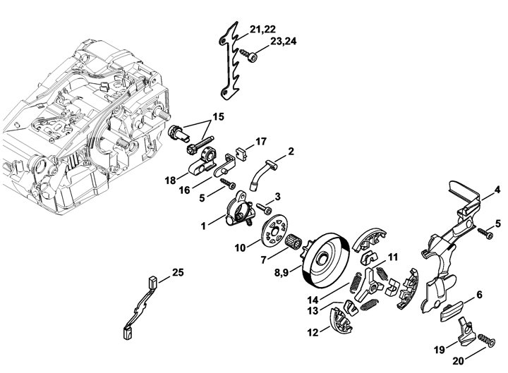 Stihl MS150TCE - Oil Pump, Clutch