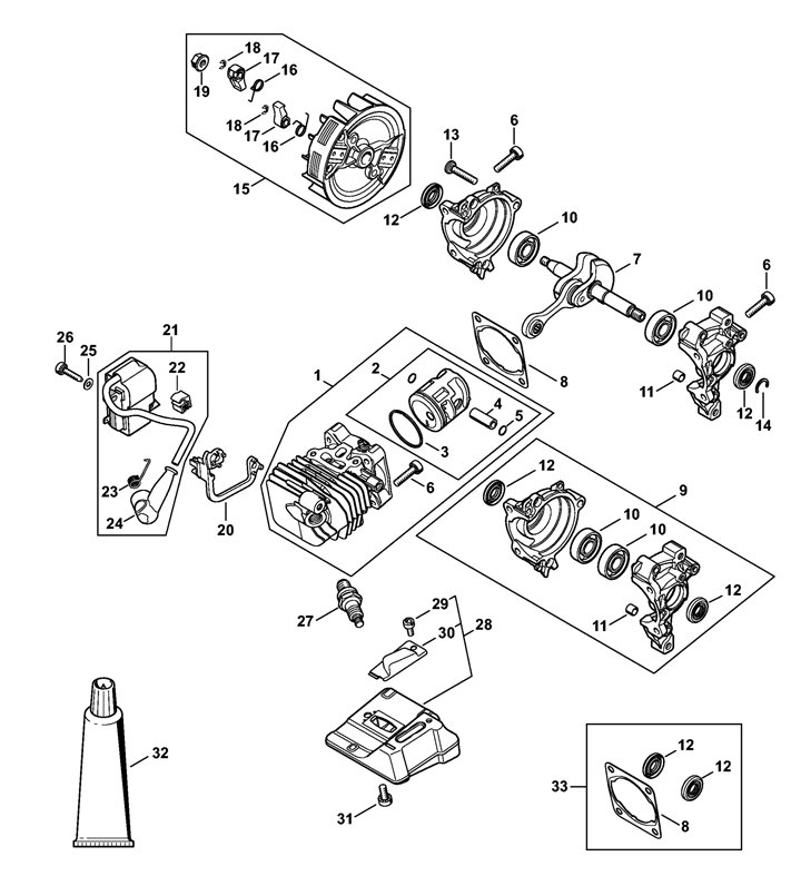 MS 151 TC-E Stihl MS151TCE - Cylinder, Piston, Ignition