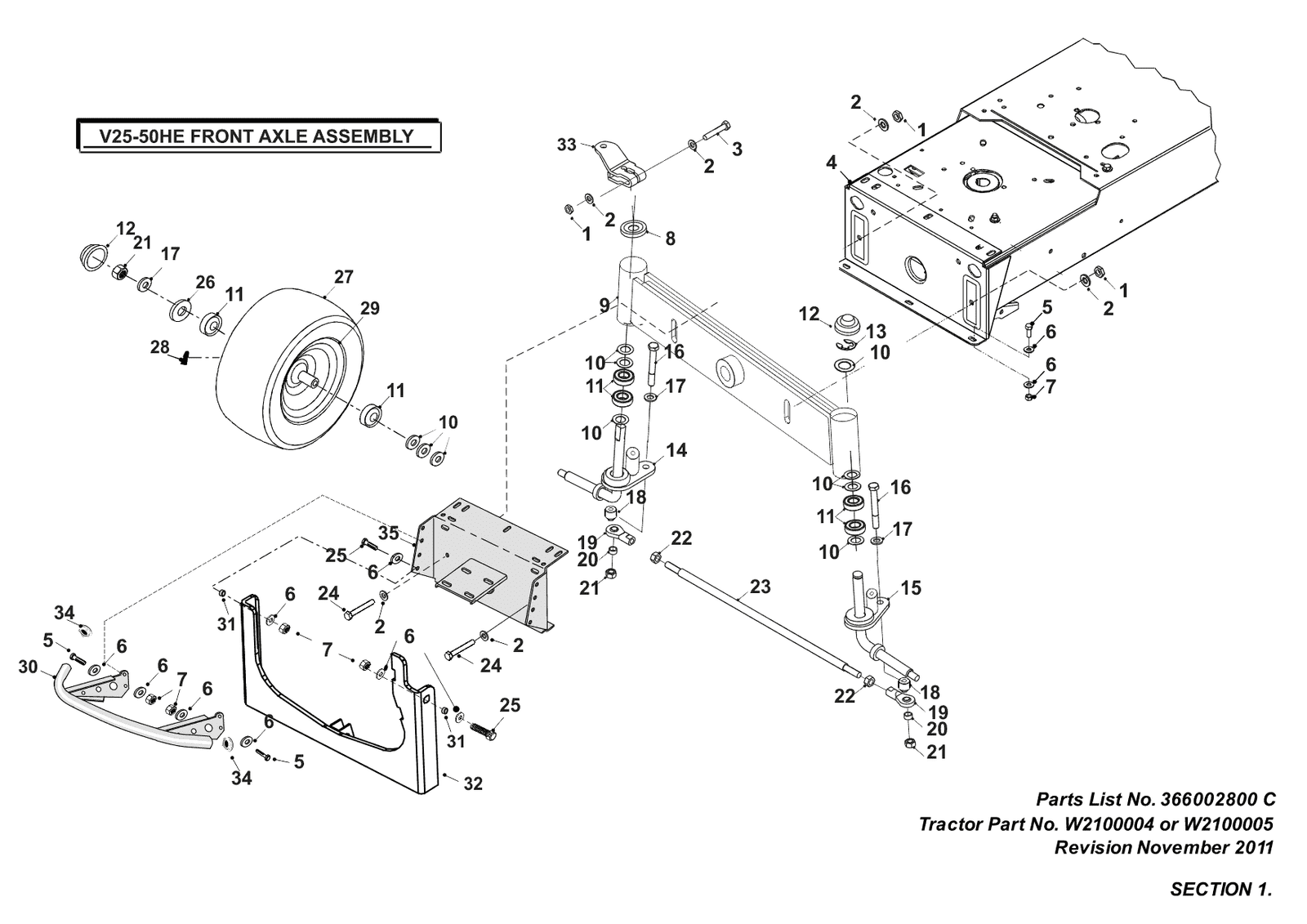 Westwood V2550HE - Front axle Assembly