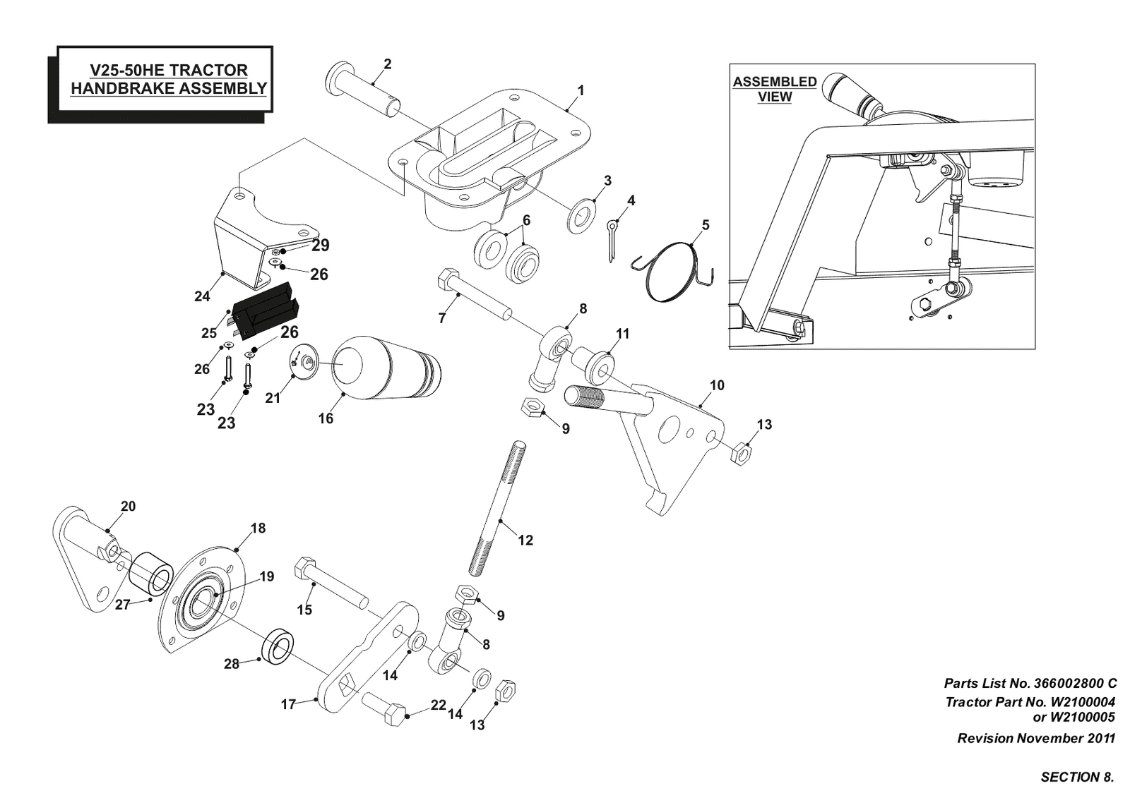 Westwood V2550HE - Handbrake Assemble