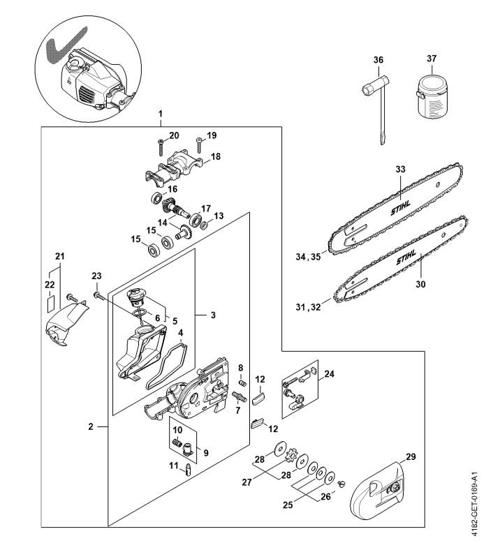 Stihl HT-KM - Gear Head 1/4" 8T