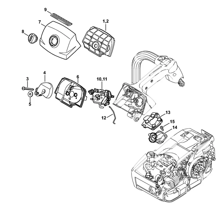 Stihl MS201TC - Air Filter, Carburetor Box