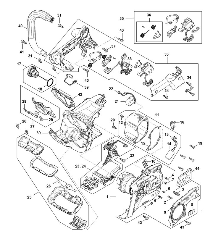 Stihl MSA220T - Electric Motor, Module, Handle Housing