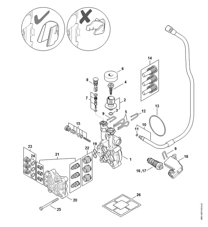 Stihl RE110 Plus - Pump, Valve Block