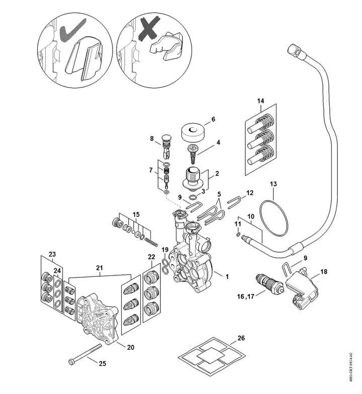 Stihl RE110 Plus - Pump, Valve Block