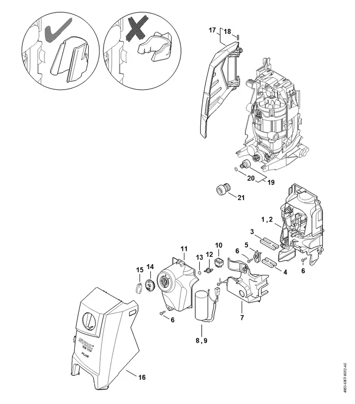 Stihl RE110 Plus - Air Baffle, Machine Cover, Switch Housing