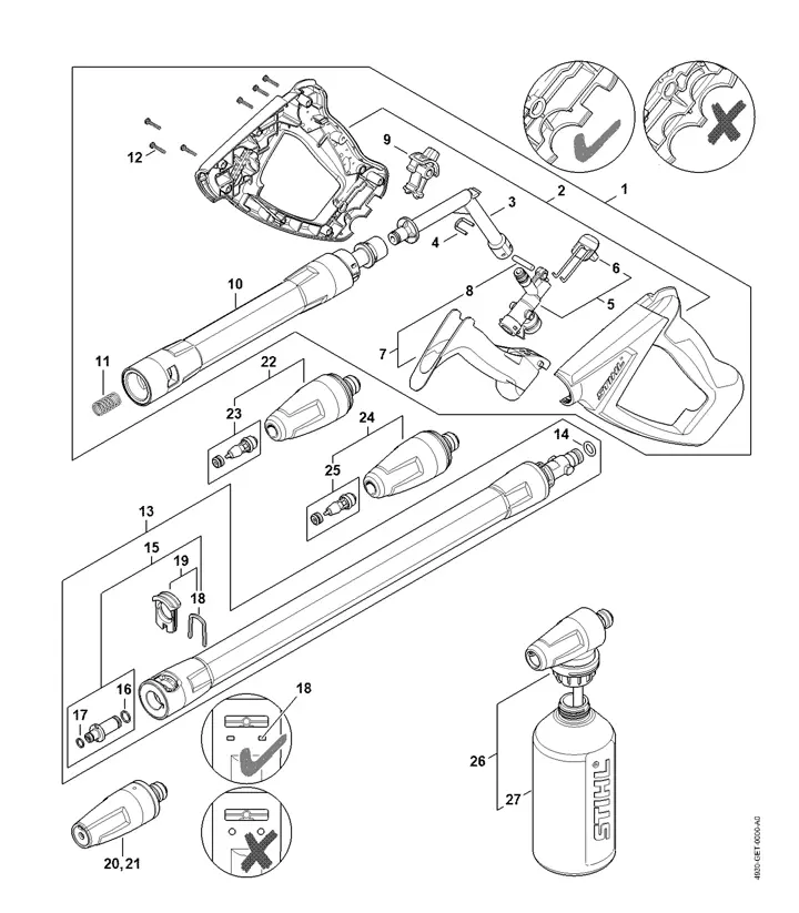 Stihl RE130 Plus - Spray Gun, Lance B