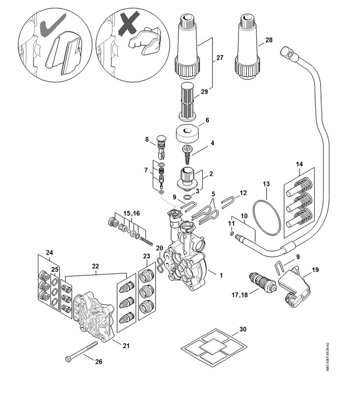 Stihl RE130 Plus - Pump, Valve Block