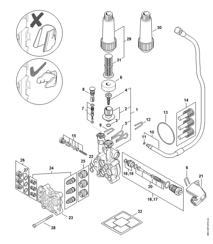 Stihl RE130 Plus - Pump, Valve Block B