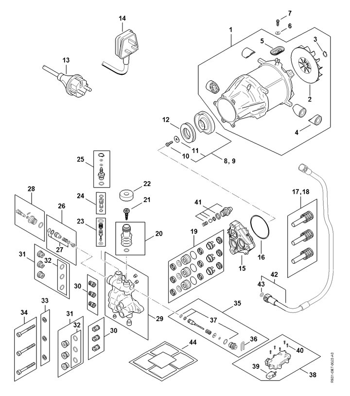 RE 150 PLUS Stihl RE150 Plus - Electric Motor, Connecting Cable, Valve Block