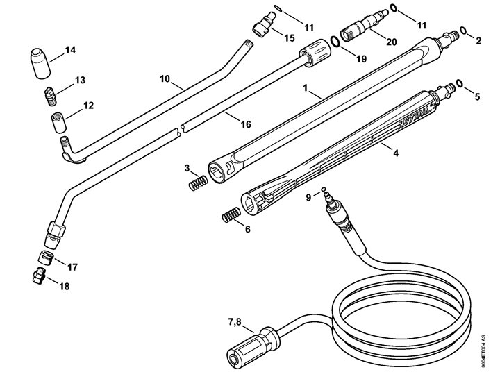 Stihl RE90 4951 - Spray wand, High Pressure Hose 06-2019