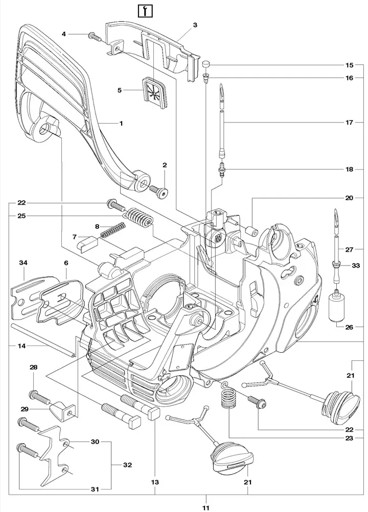 Husqvarna 120ii - Fuels Tank, Handle