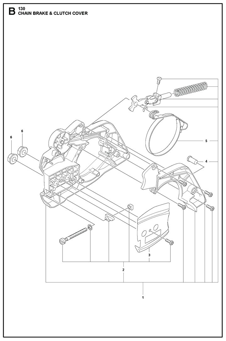 130-15 Husqvarna 130 - Chain Brake, Clutch Cover